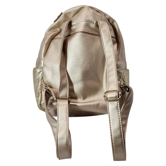 3AM Forever Gold Mini Bling Backpack 11.5" H x 10" W x 4" D - Picture 5 of 8